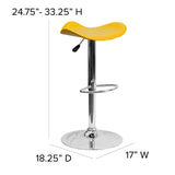 English Elm Contemporary Vinyl Adjustable Height Barstool with Wavy Seat and Chrome Base