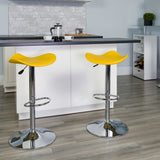 English Elm Contemporary Vinyl Adjustable Height Barstool with Wavy Seat and Chrome Base