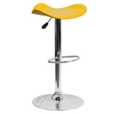 English Elm Contemporary Vinyl Adjustable Height Barstool with Wavy Seat and Chrome Base