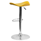 English Elm Contemporary Vinyl Adjustable Height Barstool with Wavy Seat and Chrome Base