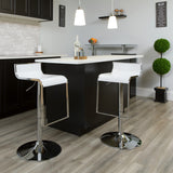 Contemporary Adjustable Height Barstool with Chrome Frame - Swivel Seat