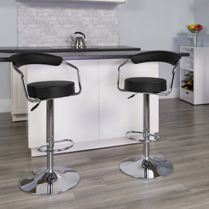 English Elm Contemporary Vinyl Adjustable Height Barstool with Arms and Chrome Base