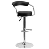 English Elm Contemporary Vinyl Adjustable Height Barstool with Arms and Chrome Base