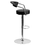 English Elm Contemporary Vinyl Adjustable Height Barstool with Arms and Chrome Base