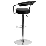 English Elm Contemporary Vinyl Adjustable Height Barstool with Arms and Chrome Base