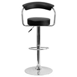 English Elm Contemporary Vinyl Adjustable Height Barstool with Arms and Chrome Base