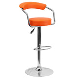 English Elm Contemporary Vinyl Adjustable Height Barstool with Arms and Chrome Base