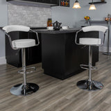 English Elm Contemporary Vinyl Adjustable Height Barstool with Arms and Chrome Base