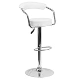 English Elm Contemporary Vinyl Adjustable Height Barstool with Arms and Chrome Base