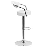 English Elm Contemporary Vinyl Adjustable Height Barstool with Arms and Chrome Base