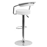 English Elm Contemporary Vinyl Adjustable Height Barstool with Arms and Chrome Base