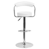 English Elm Contemporary Vinyl Adjustable Height Barstool with Arms and Chrome Base