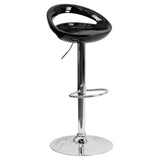 English Elm Contemporary Plastic Adjustable Height Barstool with Rounded Cutout Back and Chrome Base