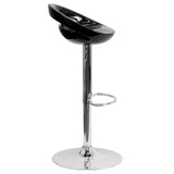 English Elm Contemporary Plastic Adjustable Height Barstool with Rounded Cutout Back and Chrome Base