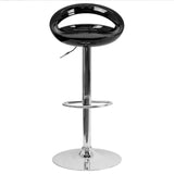 English Elm Contemporary Plastic Adjustable Height Barstool with Rounded Cutout Back and Chrome Base