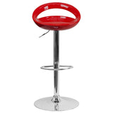 English Elm Contemporary Plastic Adjustable Height Barstool with Rounded Cutout Back and Chrome Base