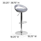 English Elm Contemporary Plastic Adjustable Height Barstool with Rounded Cutout Back and Chrome Base