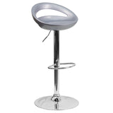 English Elm Contemporary Plastic Adjustable Height Barstool with Rounded Cutout Back and Chrome Base