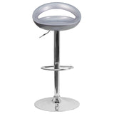 English Elm Contemporary Plastic Adjustable Height Barstool with Rounded Cutout Back and Chrome Base