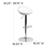 English Elm Contemporary Plastic Adjustable Height Barstool with Rounded Cutout Back and Chrome Base