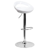 English Elm Contemporary Plastic Adjustable Height Barstool with Rounded Cutout Back and Chrome Base