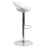 English Elm Contemporary Plastic Adjustable Height Barstool with Rounded Cutout Back and Chrome Base