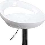 English Elm Contemporary Plastic Adjustable Height Barstool with Rounded Cutout Back and Chrome Base