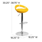 English Elm Contemporary Plastic Adjustable Height Barstool with Rounded Cutout Back and Chrome Base