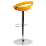 English Elm Contemporary Plastic Adjustable Height Barstool with Rounded Cutout Back and Chrome Base