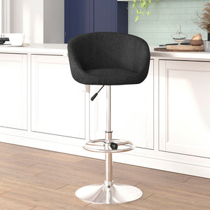 English Elm Contemporary Adjustable Height Barstool with Barrel Back and Chrome Base