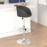 English Elm Contemporary Adjustable Height Barstool with Barrel Back and Chrome Base