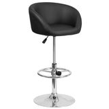 English Elm Contemporary Adjustable Height Barstool with Barrel Back and Chrome Base