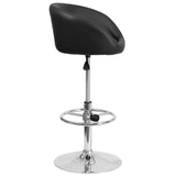 English Elm Contemporary Adjustable Height Barstool with Barrel Back and Chrome Base