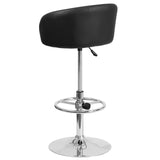 English Elm Contemporary Adjustable Height Barstool with Barrel Back and Chrome Base