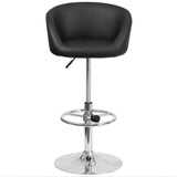 English Elm Contemporary Adjustable Height Barstool with Barrel Back and Chrome Base