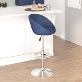 English Elm Contemporary Adjustable Height Barstool with Barrel Back and Chrome Base