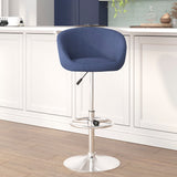 English Elm Contemporary Adjustable Height Barstool with Barrel Back and Chrome Base