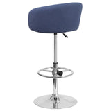 English Elm Contemporary Adjustable Height Barstool with Barrel Back and Chrome Base