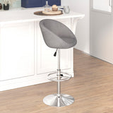 English Elm Contemporary Adjustable Height Barstool with Barrel Back and Chrome Base