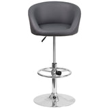 English Elm Contemporary Adjustable Height Barstool with Barrel Back and Chrome Base