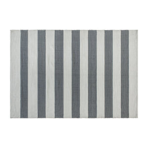 English Elm 5' x 7' Grey & White Striped Handwoven Indoor/Outdoor Cabana Style Stain Resistant Area Rug