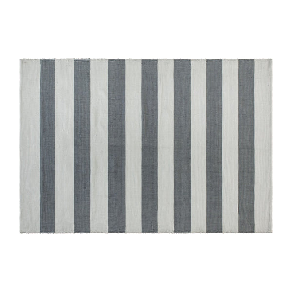 English Elm 5' x 7' Grey & White Striped Handwoven Indoor/Outdoor Cabana Style Stain Resistant Area Rug