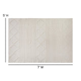 English Elm 5' x 7' Ivory & White Geometric Design Handwoven Area Rug - Wool/Polyester/Cotton Blend