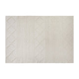 English Elm 5' x 7' Ivory & White Geometric Design Handwoven Area Rug - Wool/Polyester/Cotton Blend