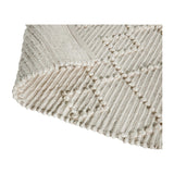 English Elm 5' x 7' Ivory & White Geometric Design Handwoven Area Rug - Wool/Polyester/Cotton Blend