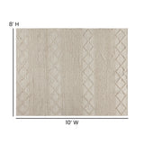 English Elm 8' x 10' & Ivory Geometric Design Handwoven Area Rug - Wool/Polyester/Cotton Blend