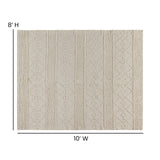 English Elm 8' x 10' Ivory Geometric Design Handwoven Area Rug - Wool/Polyester/Cotton Blend