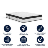 English Elm 12 Inch CertiPUR-US Certified Memory Foam & Pocket Spring Mattress, Queen Mattress in a Box