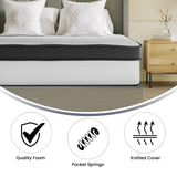 English Elm 12 Inch CertiPUR-US Certified Memory Foam & Pocket Spring Mattress, Queen Mattress in a Box