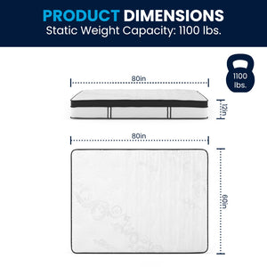 English Elm 12 Inch CertiPUR-US Certified Memory Foam & Pocket Spring Mattress, Queen Mattress in a Box